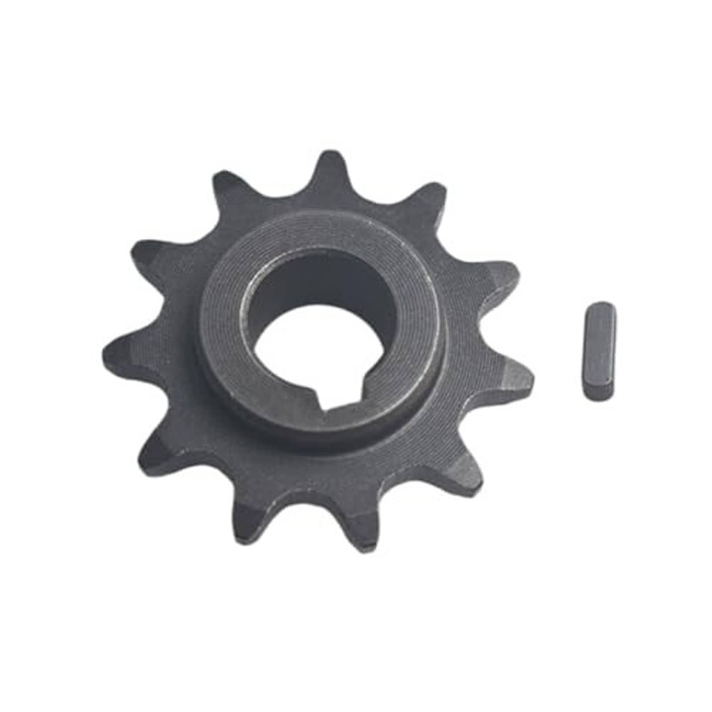 11-tooth sprocket gear with central bore and small key piece, dark metal finish