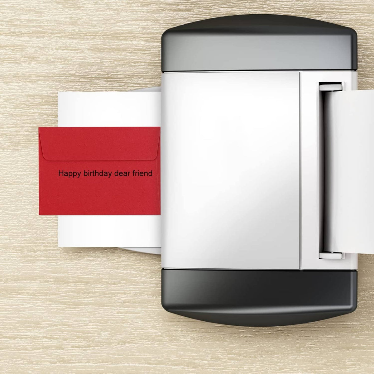 Red and white A2 envelopes with flap, matching set for invitations