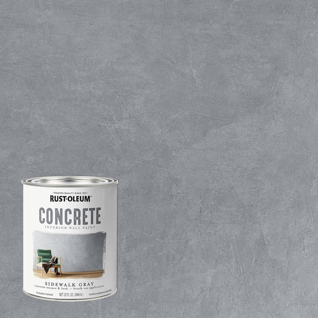 Rust-Oleum Concrete interior wall paint can, Sidewalk Gray, quart size