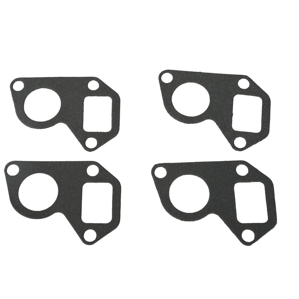 Set of black water pump gaskets with mounting holes and circular opening cutouts
