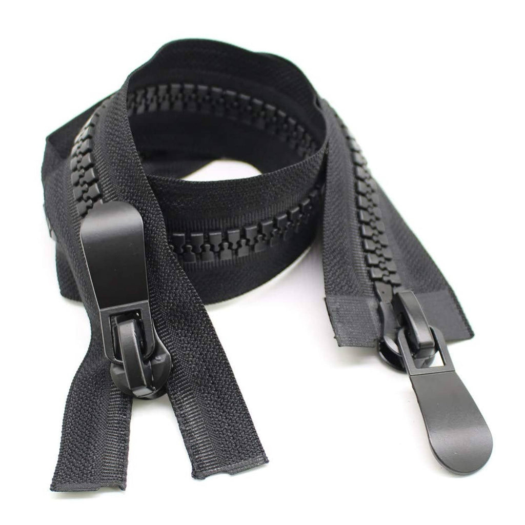 Black two-way separating zipper set with long tape and two sliders