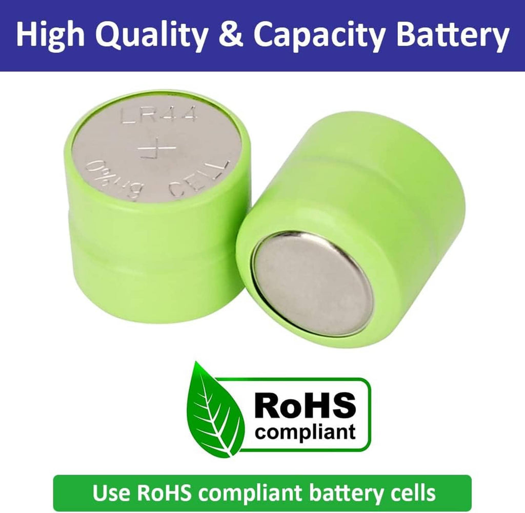 Two green CR1/3N alkaline batteries with silver metal terminals, close-up view