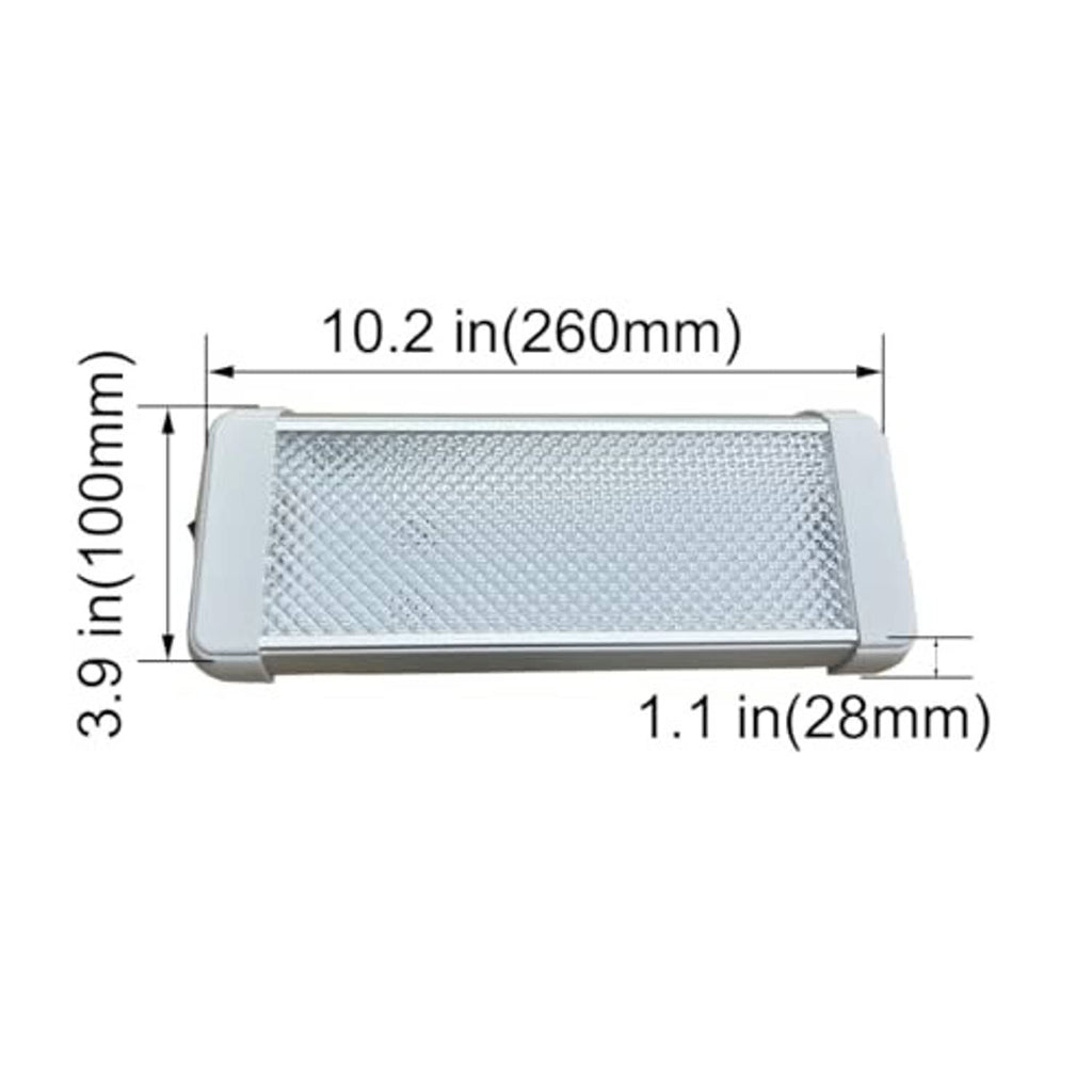 10.2 in LED dome light bar with textured lens and light gray mounting frame