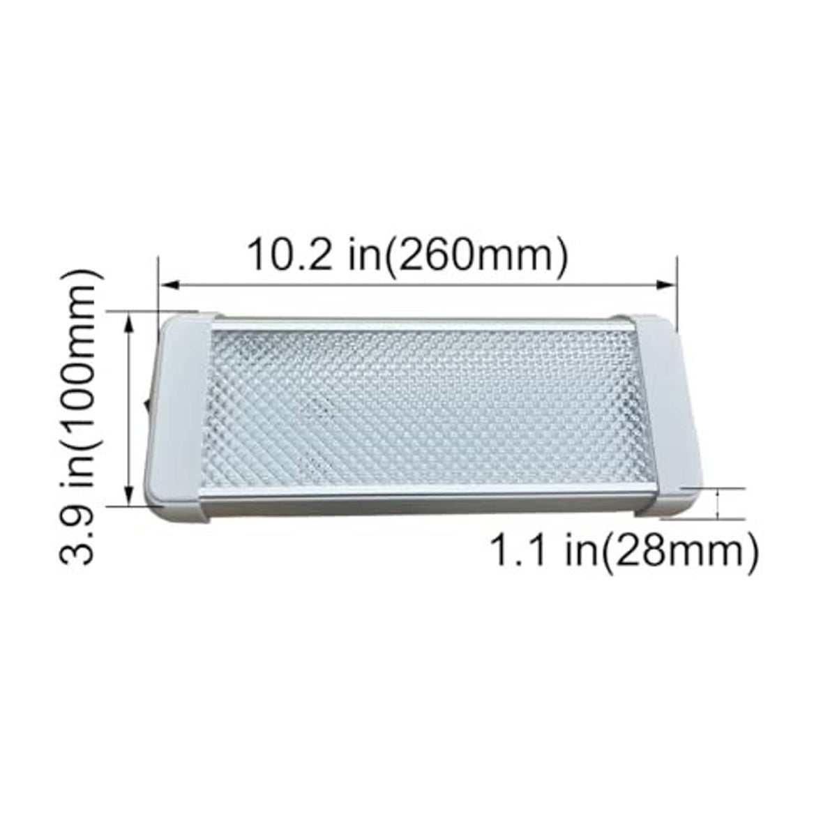 10.2 in LED dome light bar with textured lens and light gray mounting frame