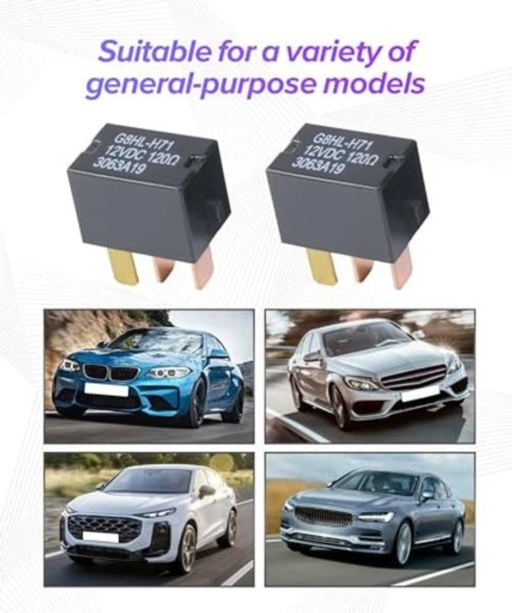 Two black 4-pin car relays with brass blade terminals for general installs