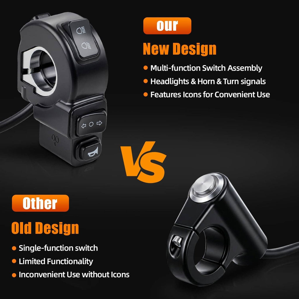 Black multi-function switch assembly with icon buttons and cable connector