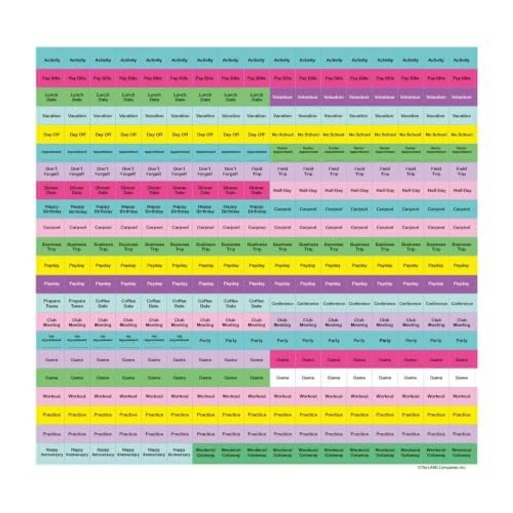 Monthly planning calendar template with multicolor activity labels and day rows