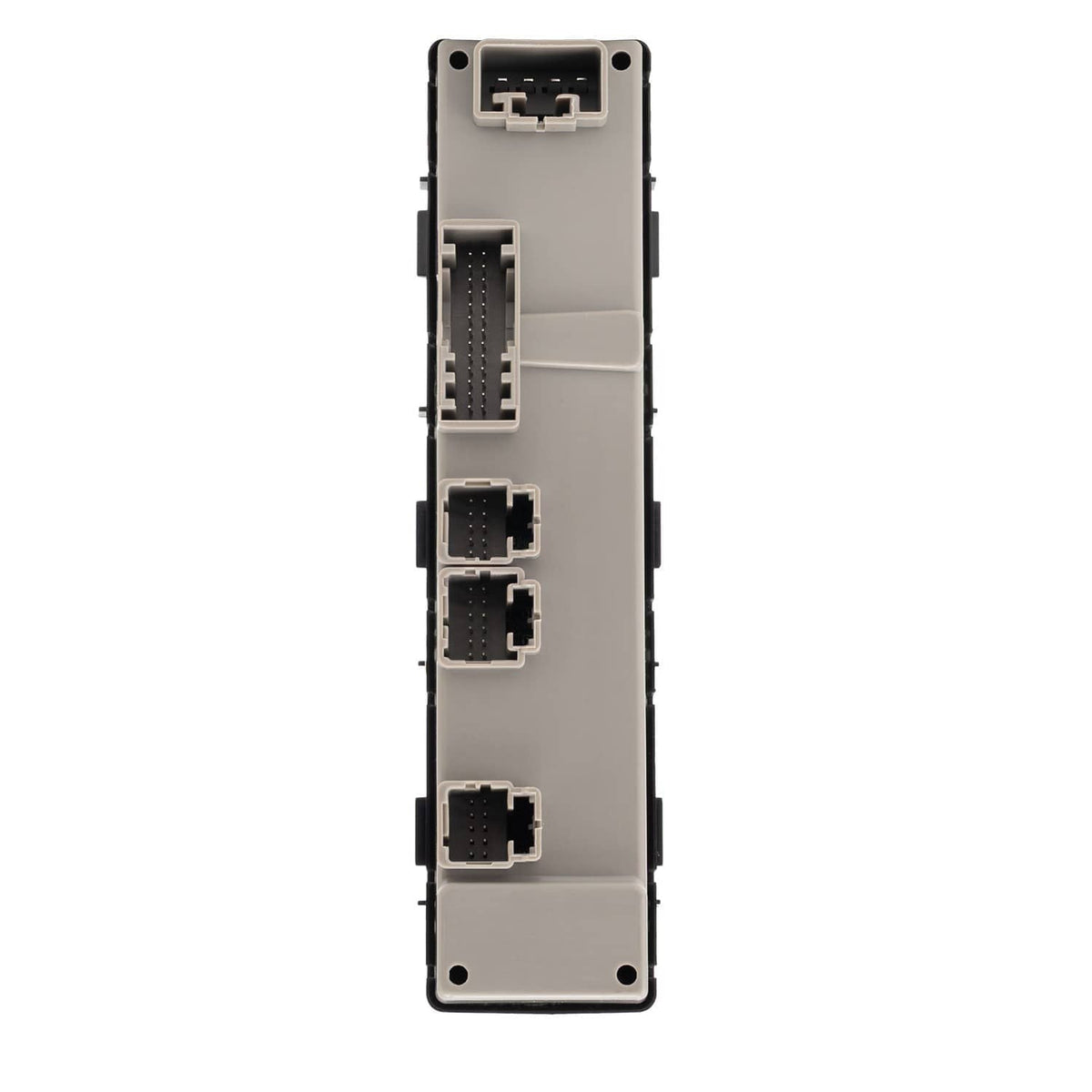 Driver-side power window control switch module with connectors, gray and black