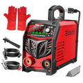 Red stick welder with LED control panel and included welding accessory set