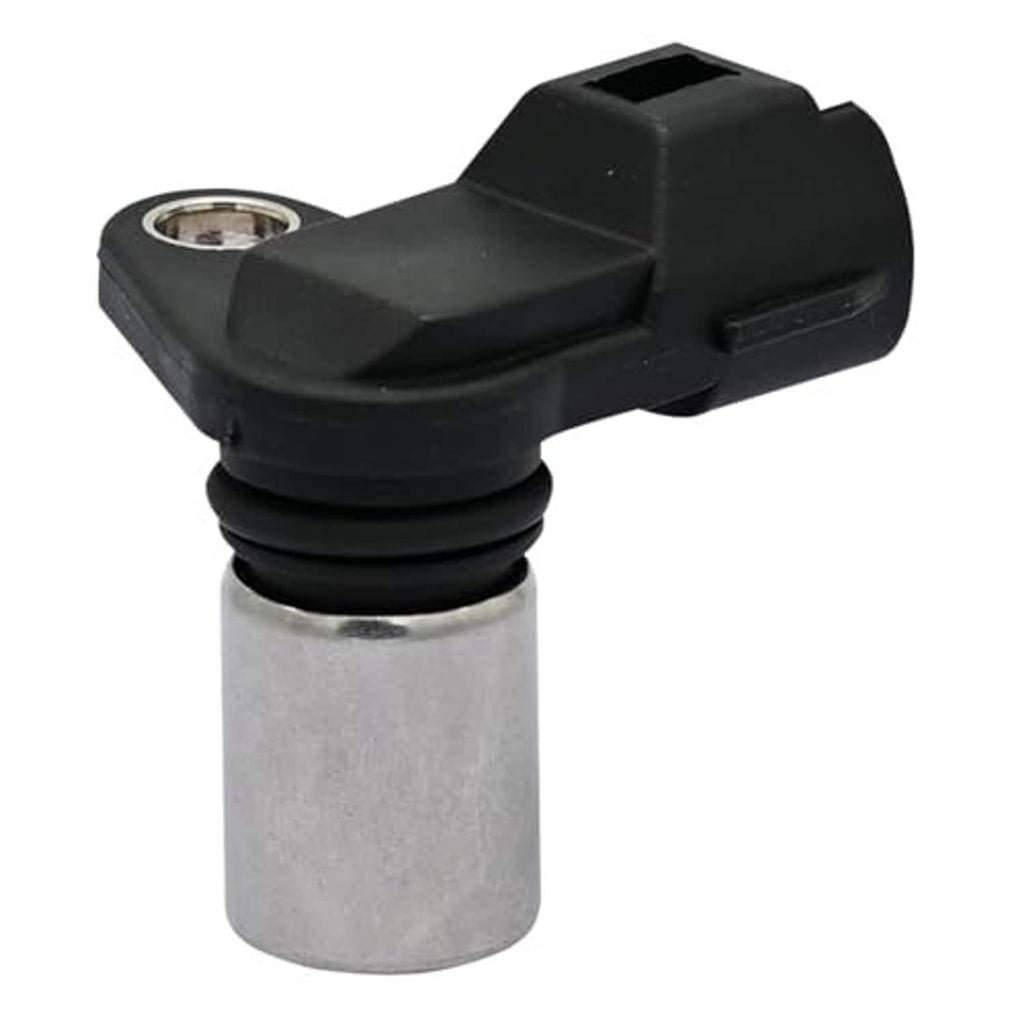 Camshaft position sensor with black body and slanted plug on silver metal housing
