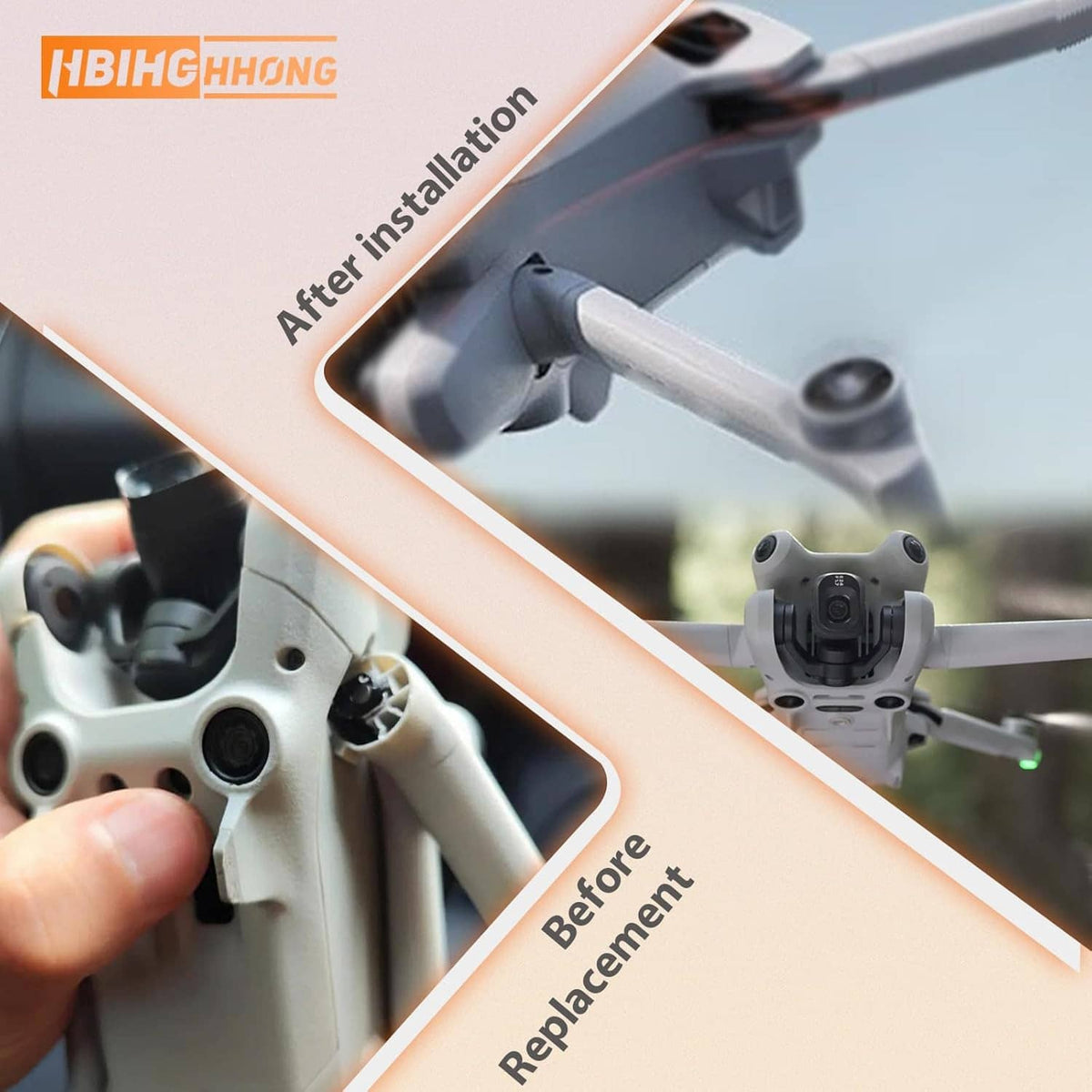 Front arm axis hinge shown during repair, silver hinge block on black bracket