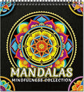Adult mandalas coloring book cover featuring a central ornate floral mandala