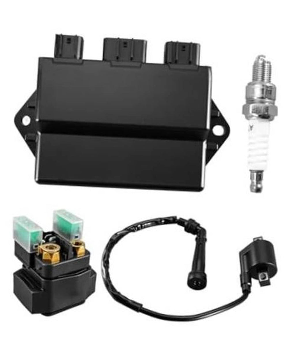 Ignition control module with spark plug, wiring harness, and starter relay components