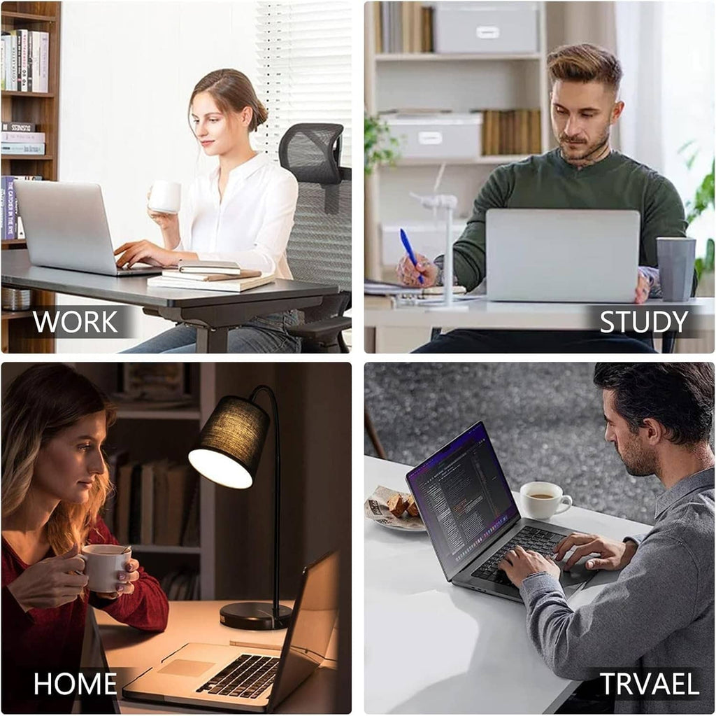 USB-C laptop charging setup with charger connected on desk at home, work, and study