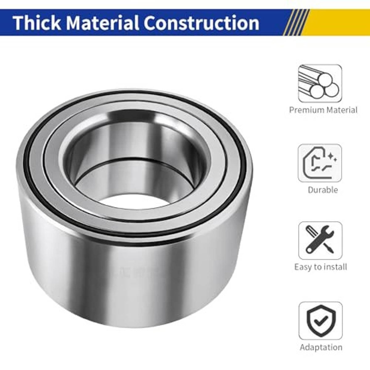 Single silver wheel bearing with dual black sealing rings
