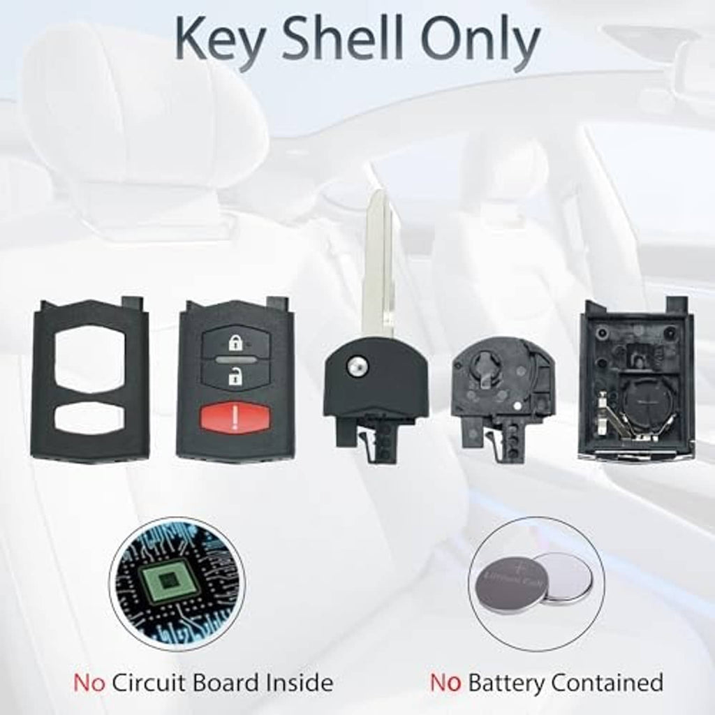 Key shell only components kit with lock/unlock buttons and metal key blade, no battery shown