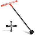 17-inch water meter shut-off key tool with red T-handle and black ribbed shaft
