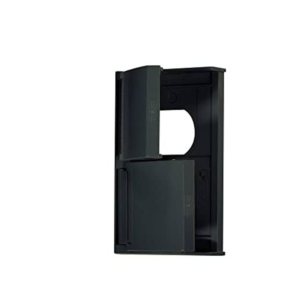 Black weatherproof outlet cover plate with snap-fit frame and round opening