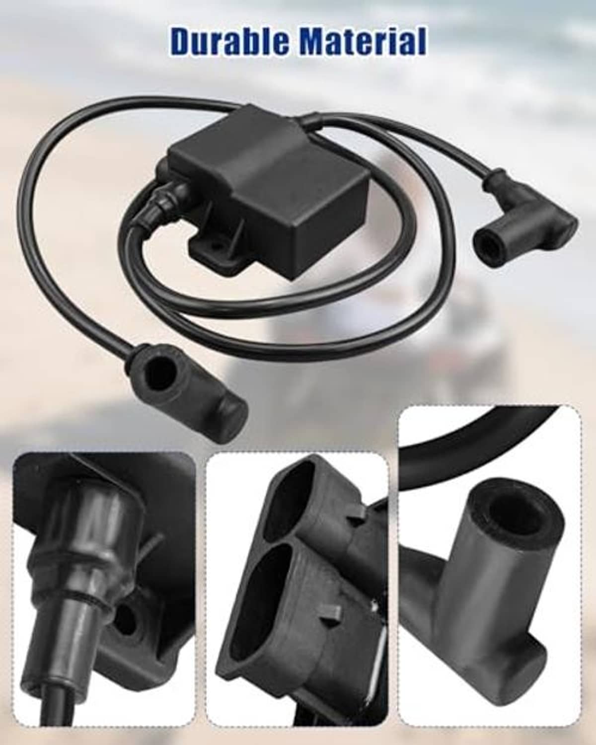 Ignition controller coil with black module, wiring, and three connector ends