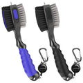 2-pack golf club brushes with retractable groove cleaner, black and blue handles