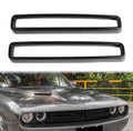 Black rectangular front grille insert trim pair with glossy frames and open centers