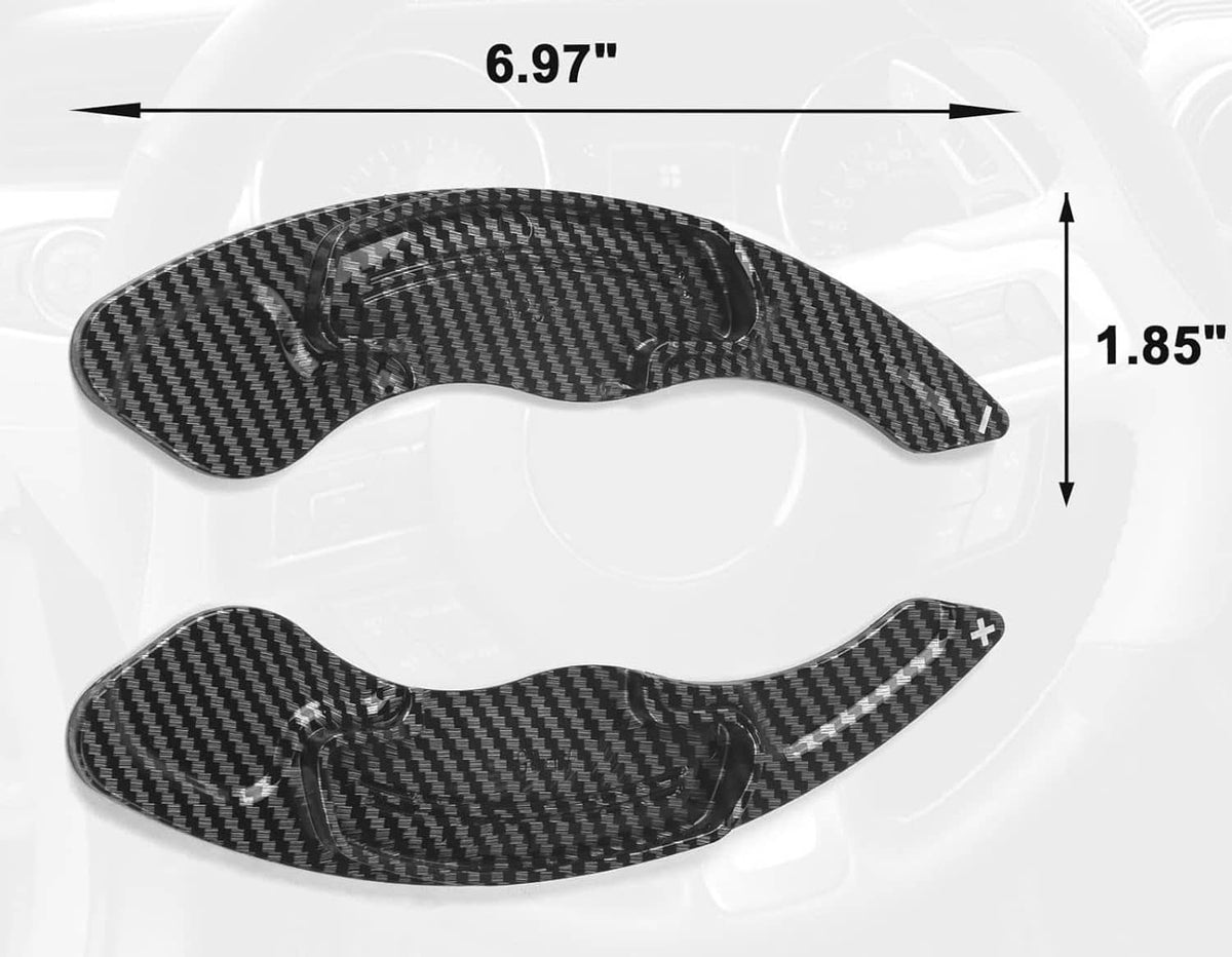Carbon-fiber paddle shift covers with measurements, curved dark covers