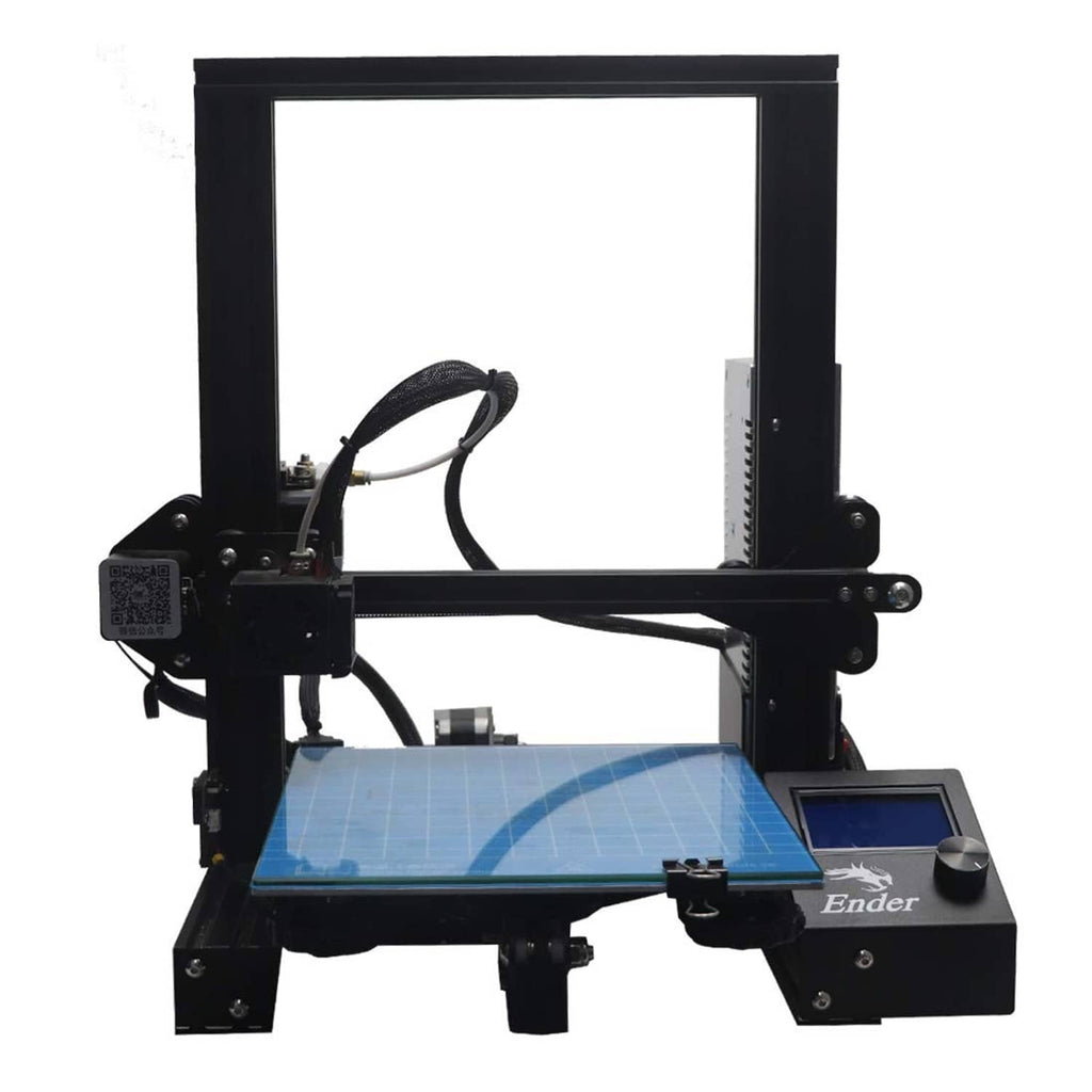 Glass printer bed mounted on a 3D printer, clear square borosilicate sheet