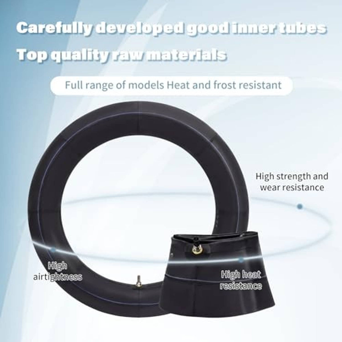 Black inner tube with TR4 valve stem, shown with wear-point callouts