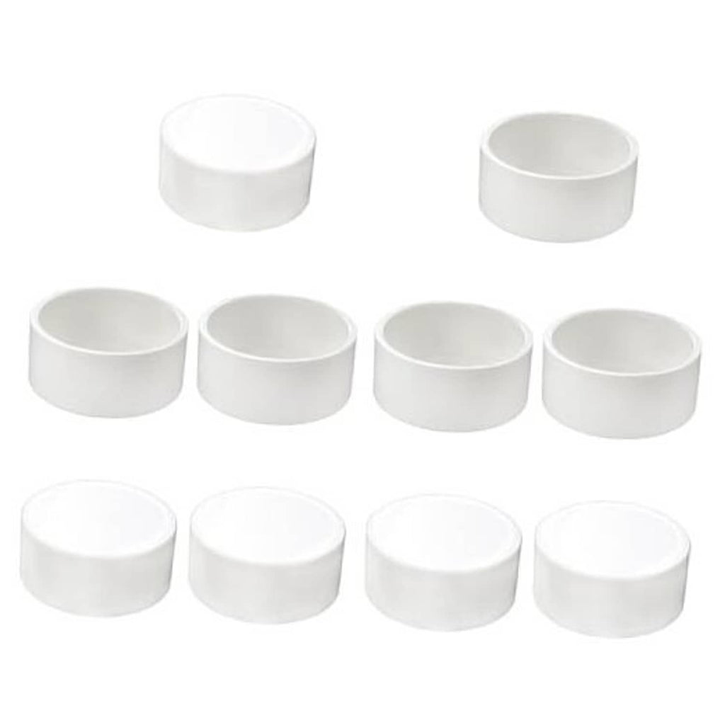 White 2 in PVC socket cap, rounded end, pack of 10 plastic pipe fitting caps