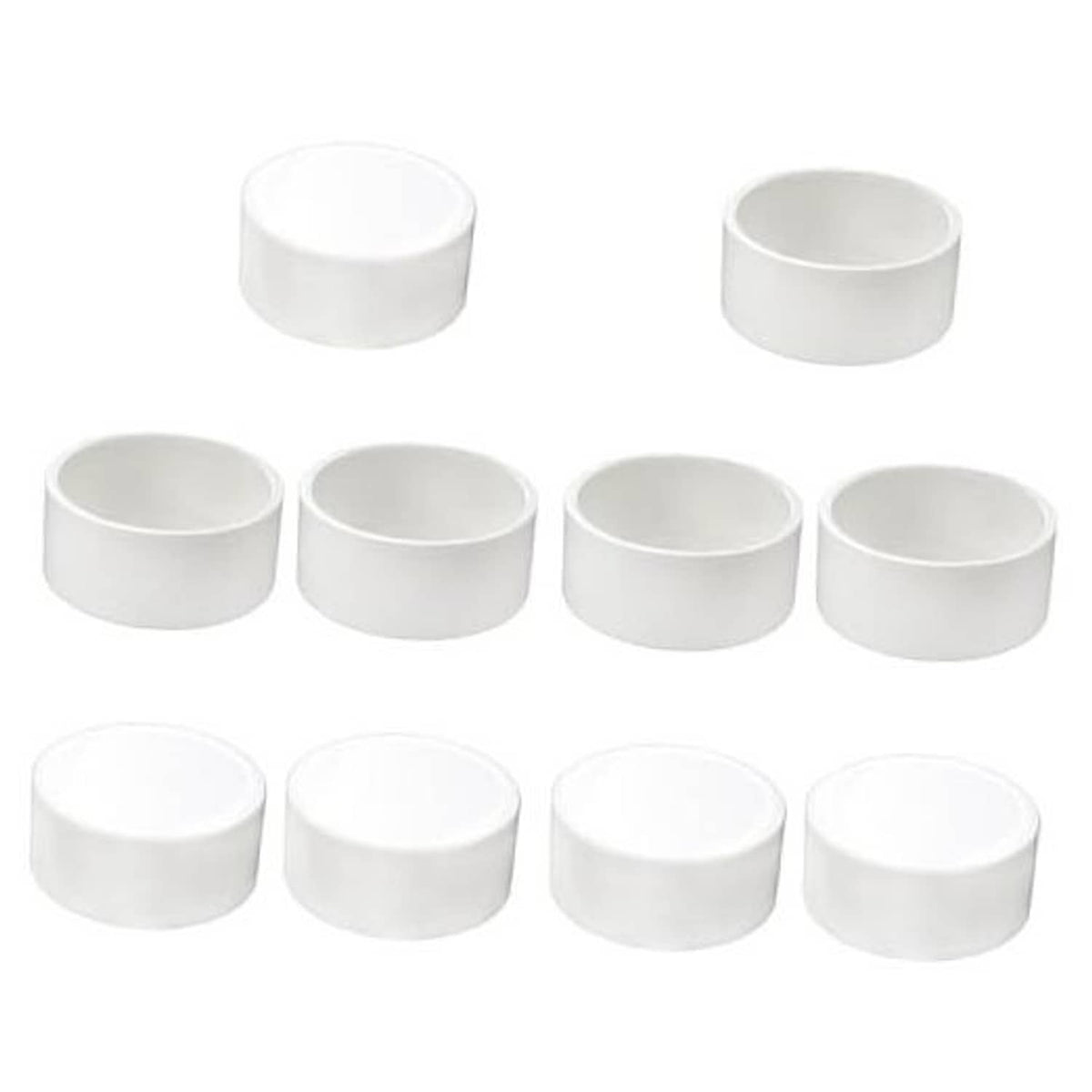 White 2 in PVC socket cap, rounded end, pack of 10 plastic pipe fitting caps