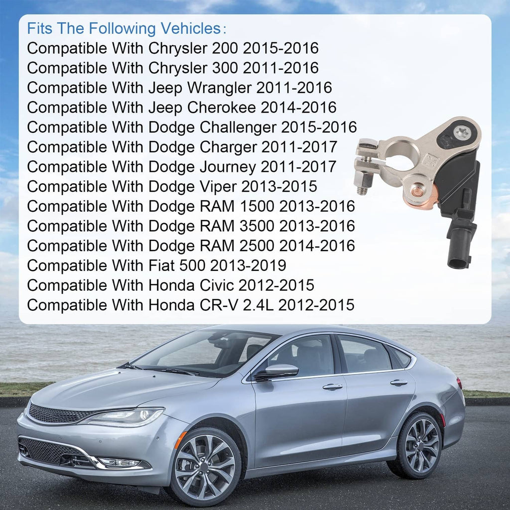 Battery current sensor shown with vehicle compatibility list on background