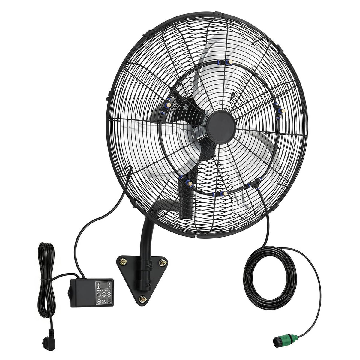 Uimoso 20-inch wall fan with metal grille, bracket, remote, and power cord set