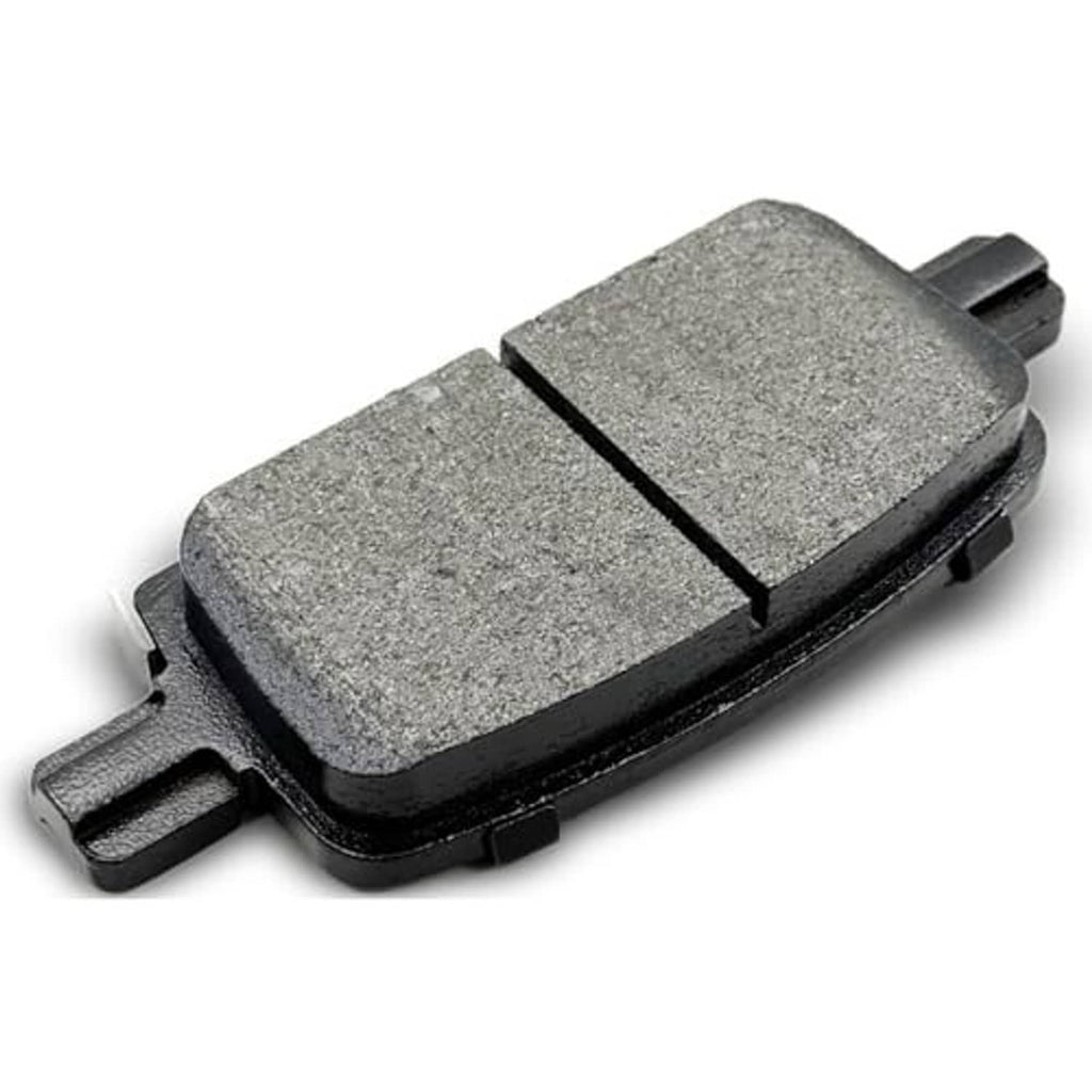Ceramic brake pad, two-piece gray friction surface on black backing plate