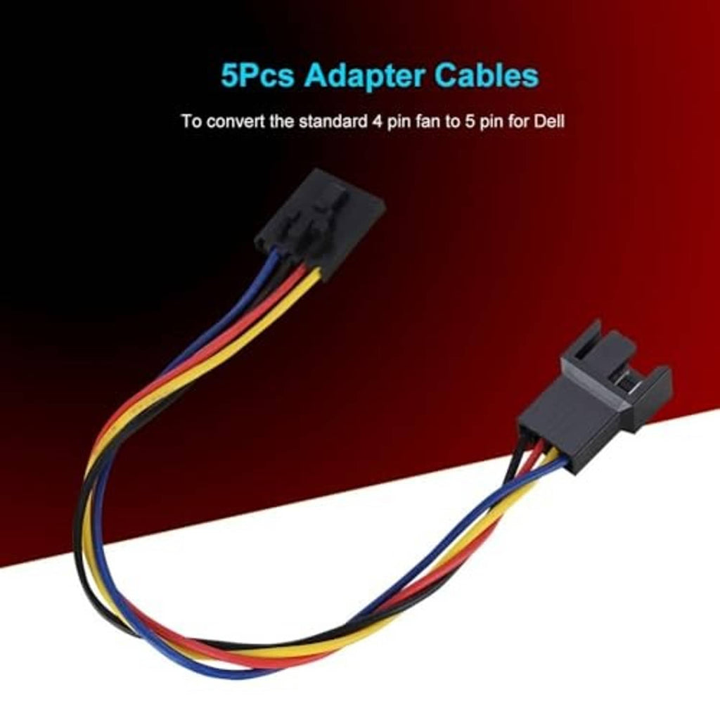 5-pin to 4-pin CPU fan conversion adapter cable with multicolor wire leads