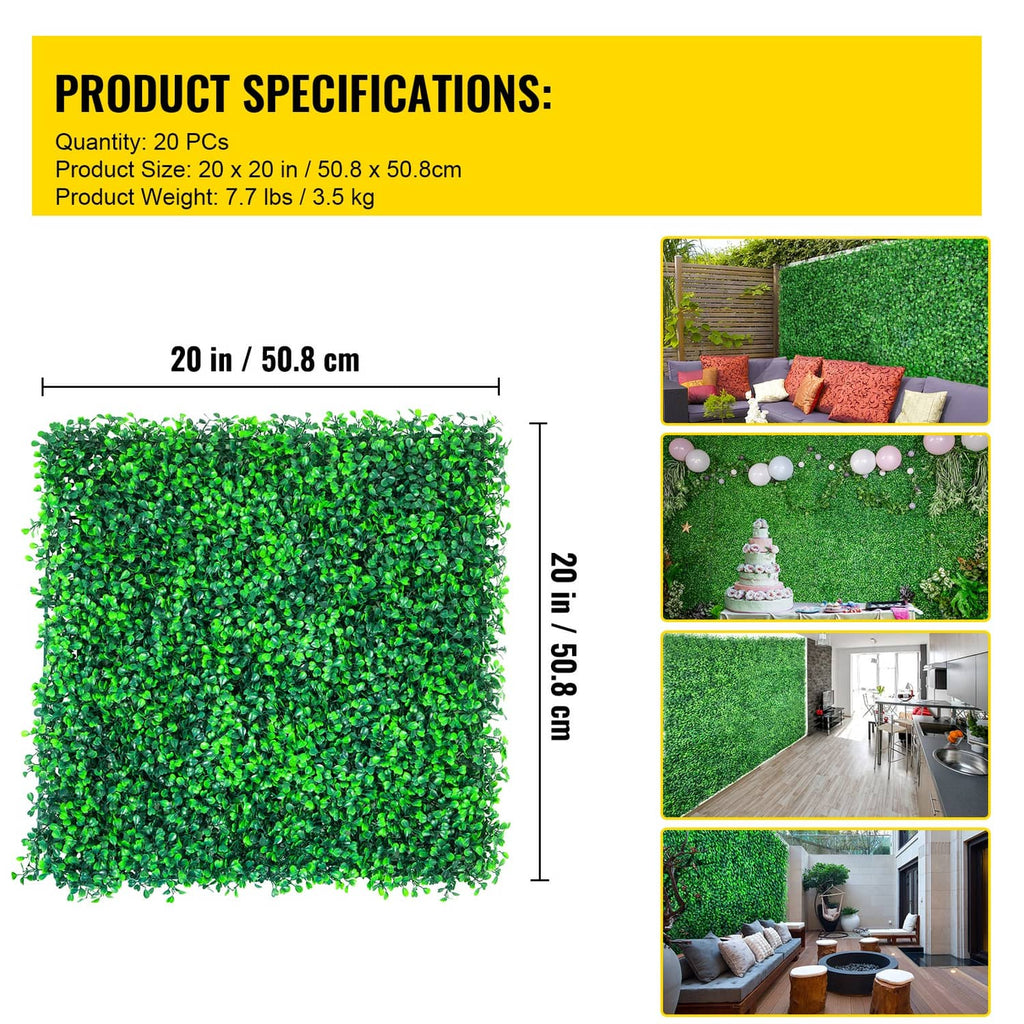 Artificial boxwood hedge panel square mat with dense green foliage