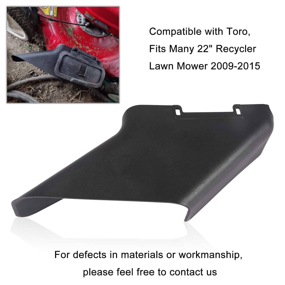 Black side discharge chute replacement for Toro 22" recycler lawn mowers