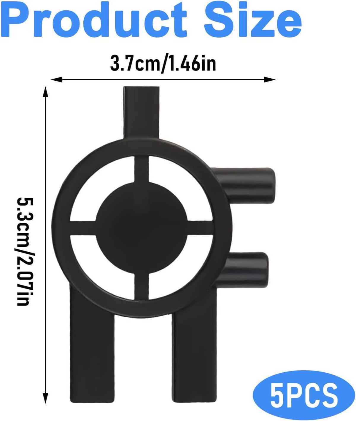 Toilet dispenser replacement keys, black plastic with circular cutout, 5-piece set
