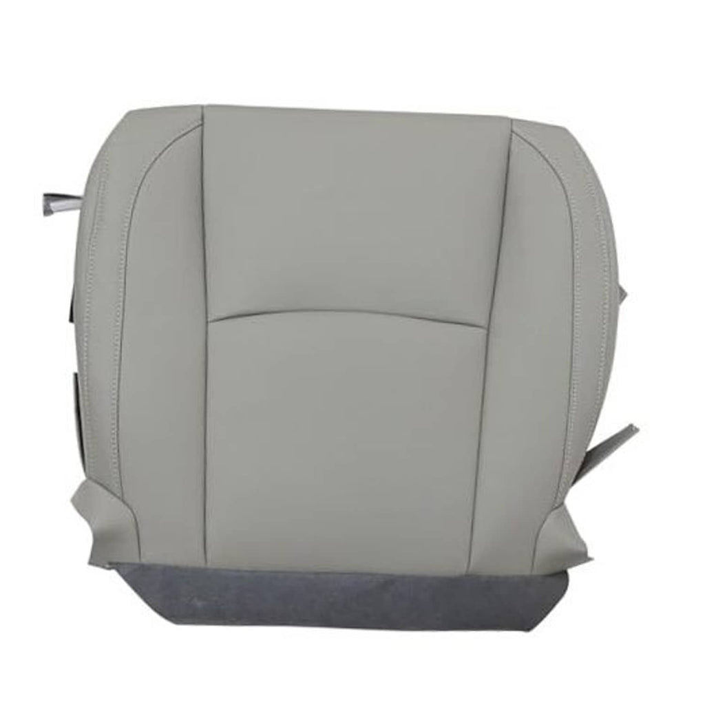 Gray leather driver-side bottom seat cover with stitched panel design
