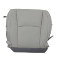 Gray leather driver-side bottom seat cover with stitched panel design
