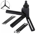 Black crankcase splitter separator tool with three support legs and threaded puller rods