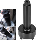 Black metal bearing carrier retainer wrench tool with flange base and hex drive top