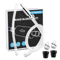 Brake bleeder hose kit with clear PVC tubing, check valve, clamps, and vent caps
