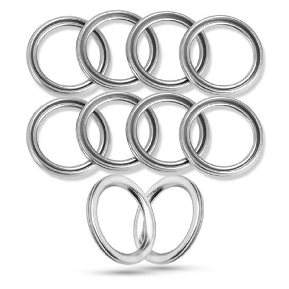 Metal crush washer rings, 10-piece set, flat circular gasket washers