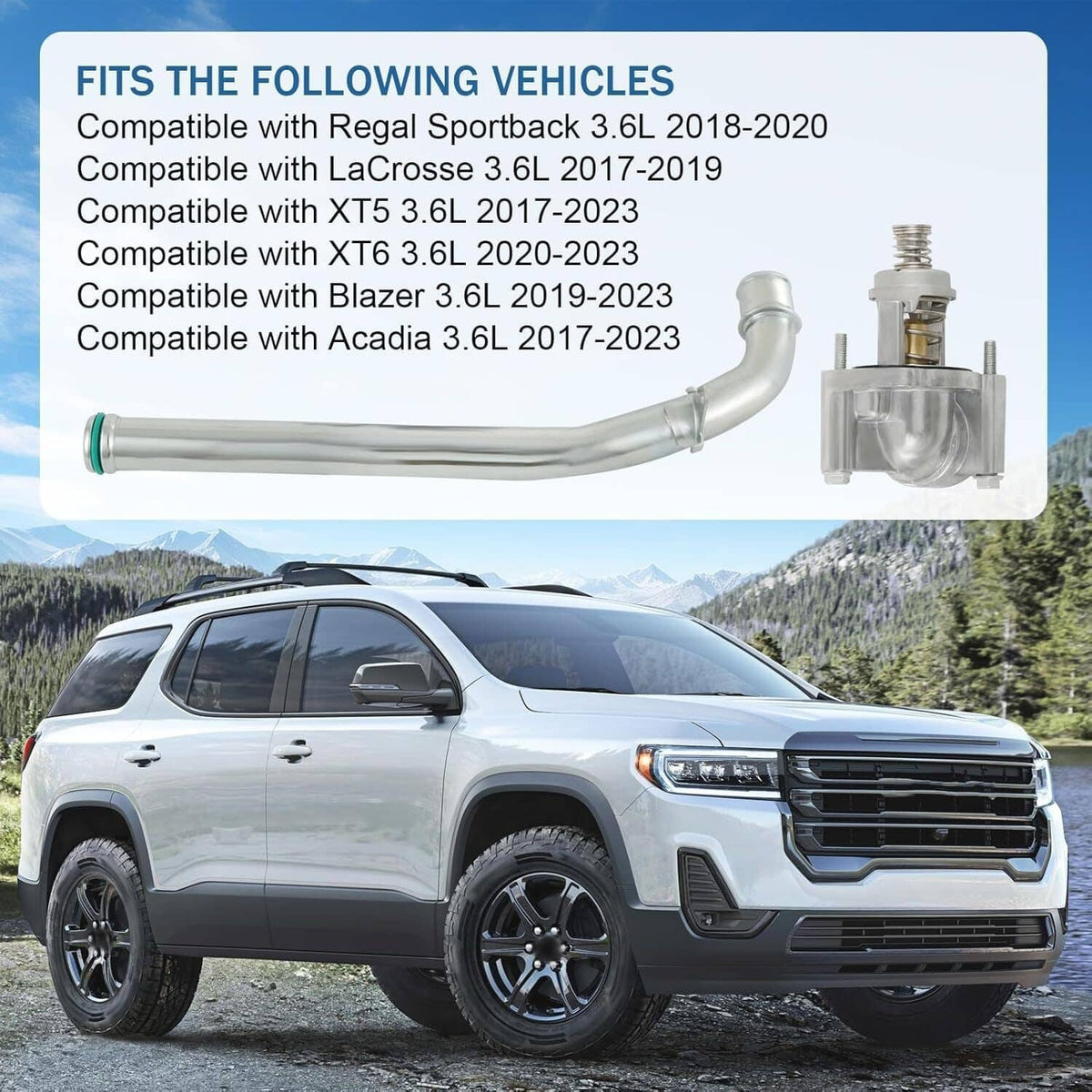 Thermostat coolant pipe and housing assembly with end outlet connection