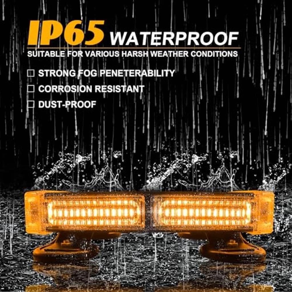 Waterproof amber LED emergency strobe lights with clear housing and two magnetic bases