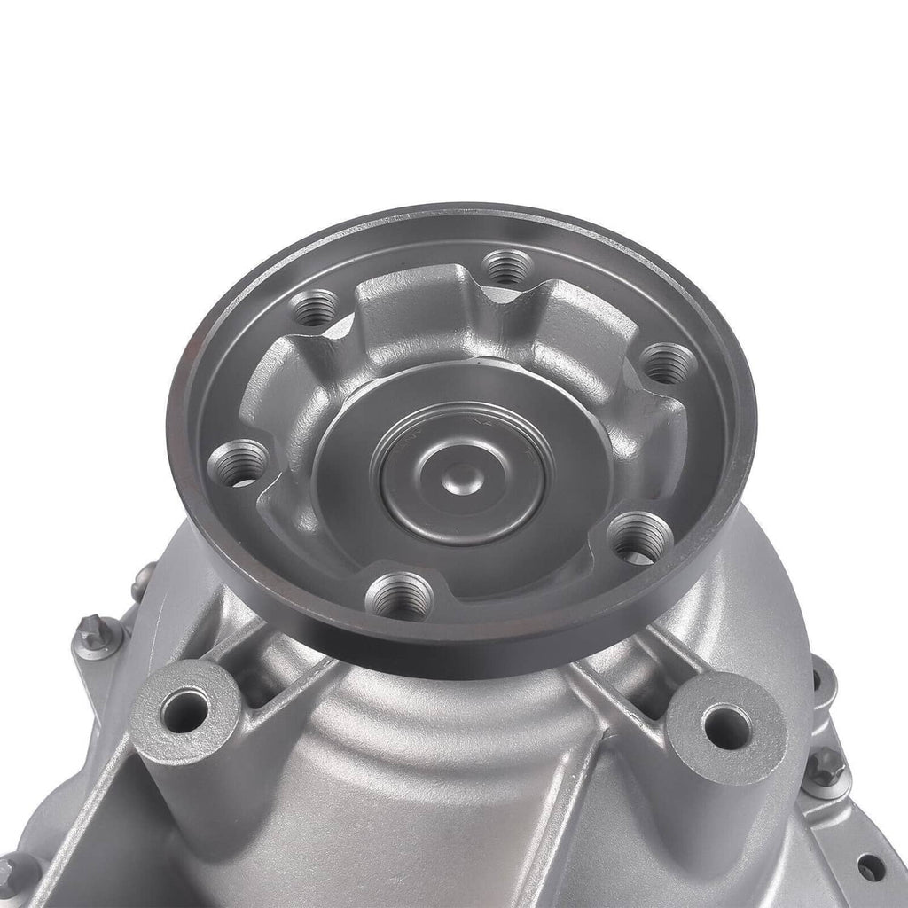Transfer case assembly end plate with bolt holes and central bearing recess