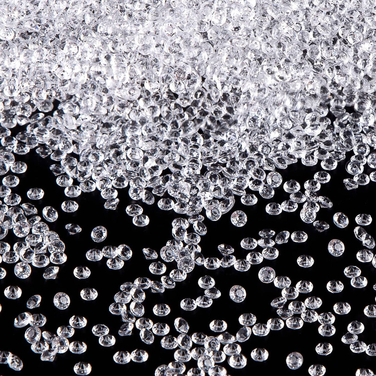 Clear faux rhinestone beads, round 4.5mm size, densely scattered