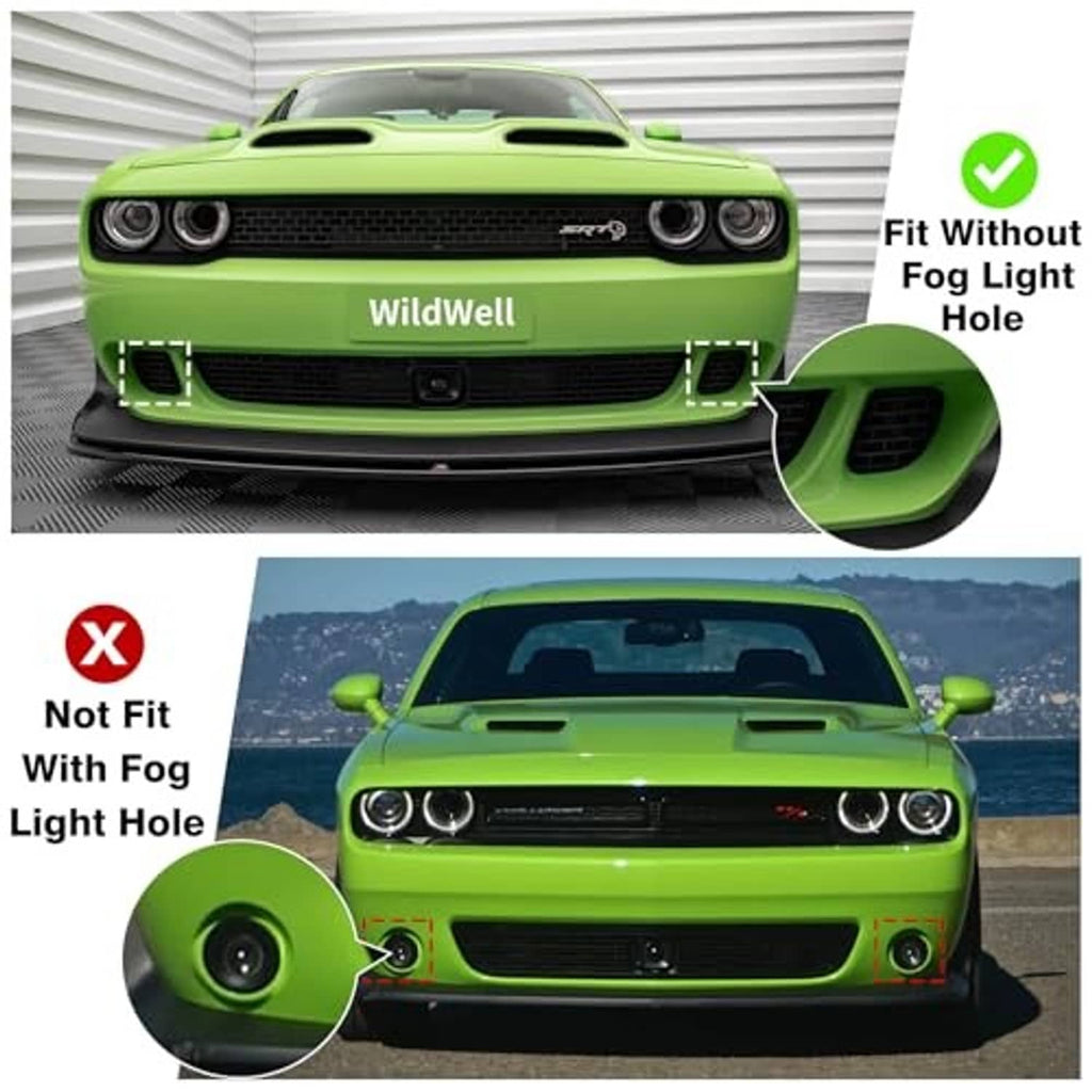 Black front bumper lower grille with mesh insert and fog light hole cutout