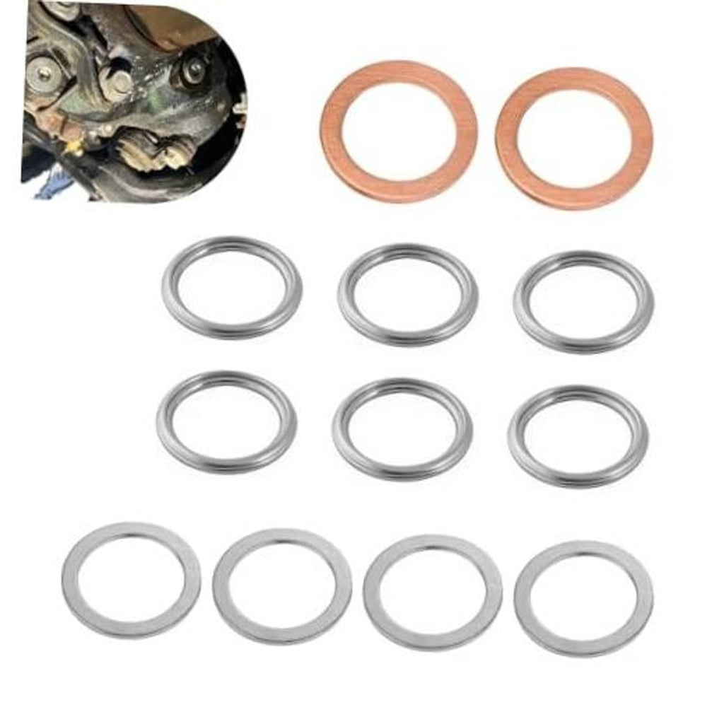 Copper and silver transmission drain gasket kit, 12 circular seals
