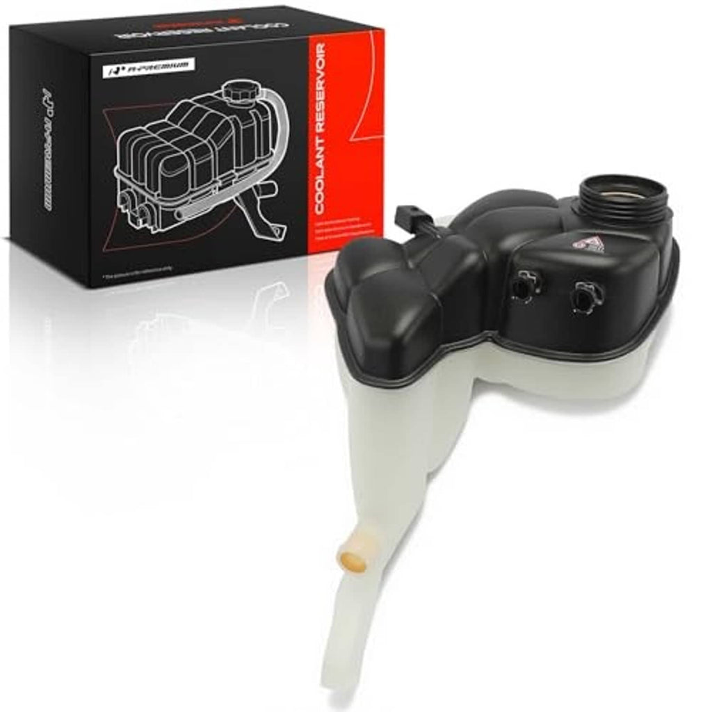 Engine coolant reservoir recovery tank with sensor, black housing and threaded cap